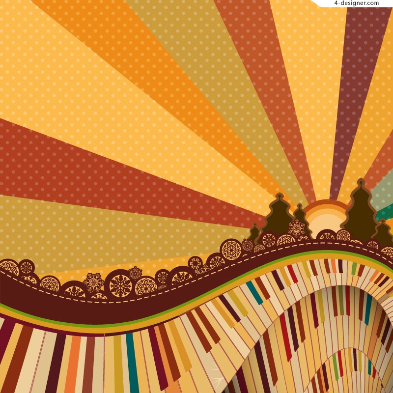 800x800 4 Designer Retro Keyboard Background Vector Material