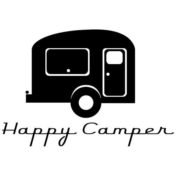 600x600 Black Amp White Clipart Vintage Camper
