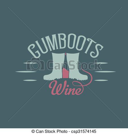 450x470 Gumboots Wine Retro Design Negative Space Concept.