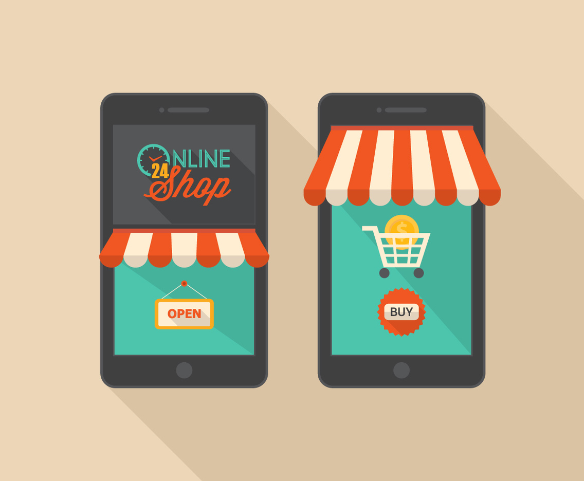 1136x936 Mobile Shopping Retro Design Vector Art Amp Graphics