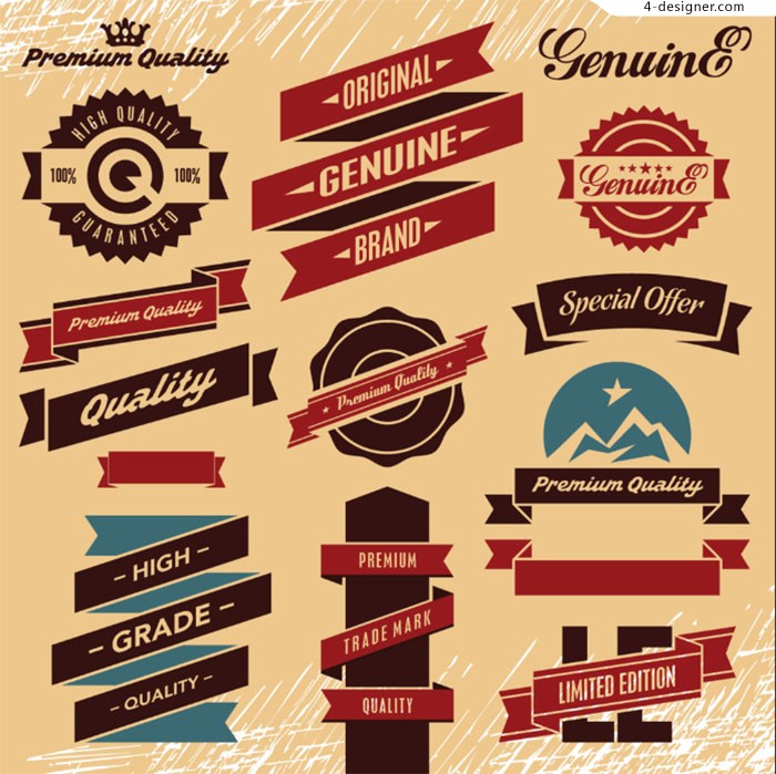 700x699 4 Designer Retro Promotion Label Design Vector Material