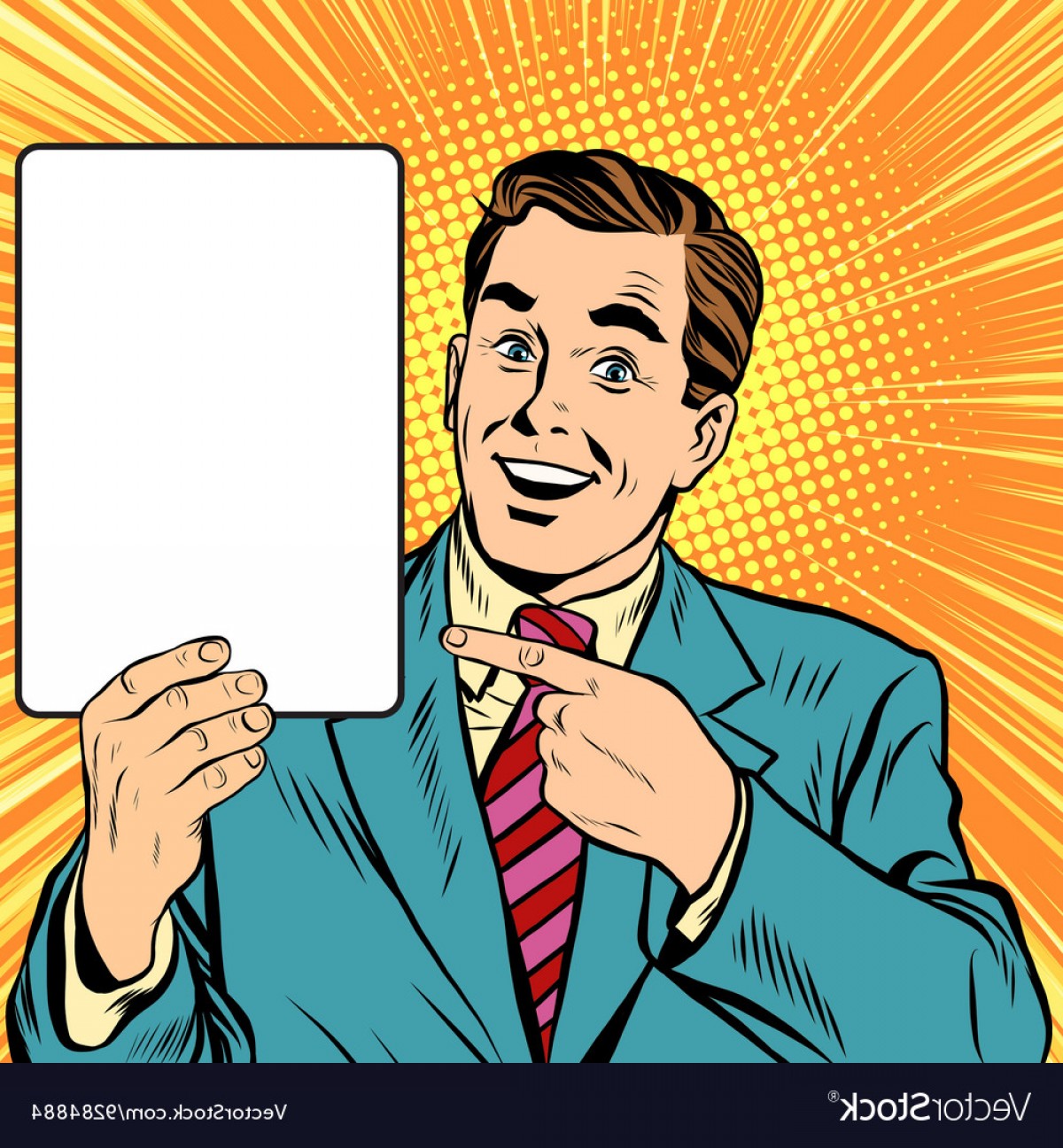 1200x1296 Retro Man With A Poster Pop Art Vector Lazttweet