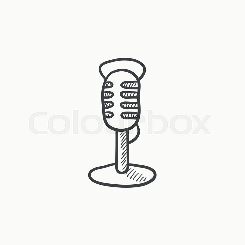 800x800 Retro Microphone Vector Sketch Icon Isolated On Background. Hand