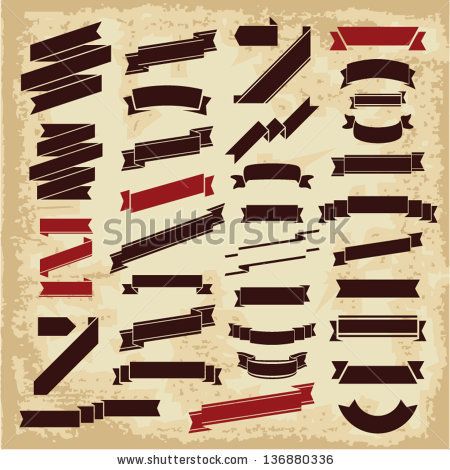 450x470 Ribbons Vector. Retro Ribbons Banners Collection. Vintage Ribbons