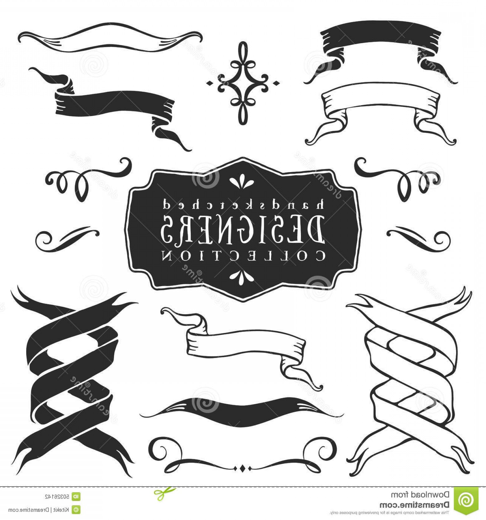 1560x1668 Stock Illustration Vintage Decorative Ribbon Banners Collection