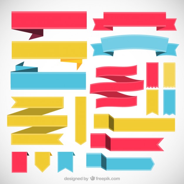 626x626 Colored Collection Of Retro Ribbons Vector Free Download