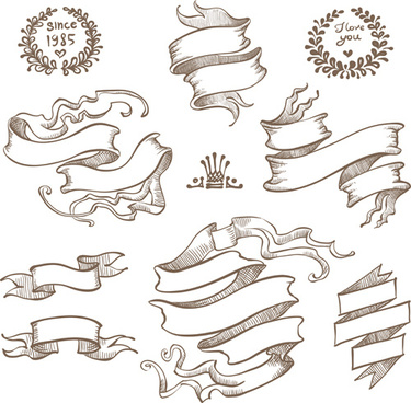 375x368 Hand Drawn Ribbon Banners Free Vector Download (16,795 Free Vector