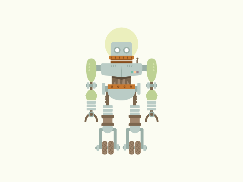 800x600 Flat Style Retro Robot Vector By Stefan Mihaylov