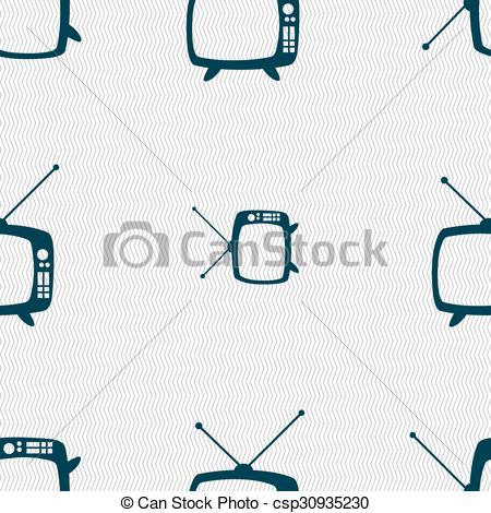 450x470 Retro Tv Mode Sign Icon. Television Set Symbol. Seamless