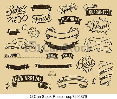 450x381 Vintage Sale Icons Set. Vector File Has 3 Layers 1 Background 2