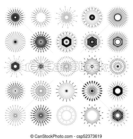 450x470 Big Set Of Retro Sun Burst Shapes. Vintage Logo, Labels, Badges