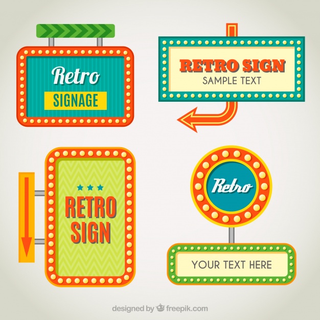 626x626 Four Retro Signals With Lights And Arrows Vector Free Download