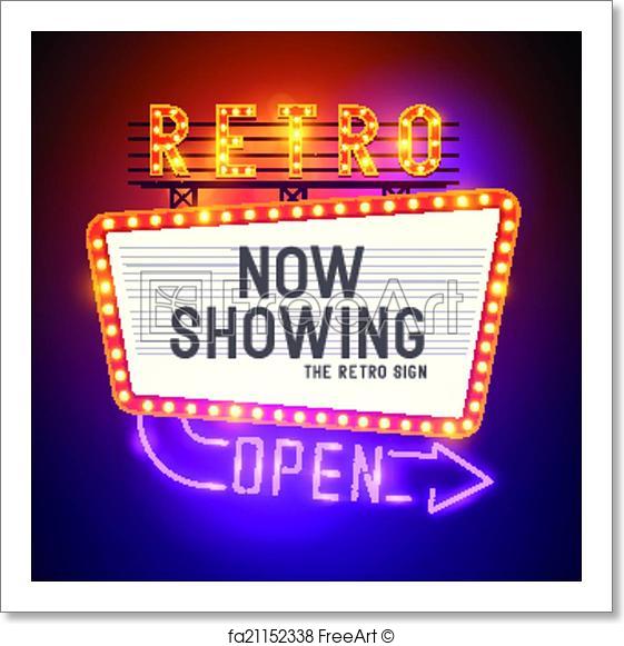 561x581 Free Art Print Of Retro Showtime Sign Vector. Retro Showtime Sign
