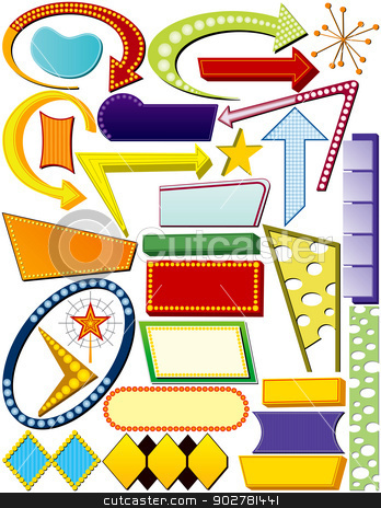 348x464 Retro Sign Elements Stock Vector