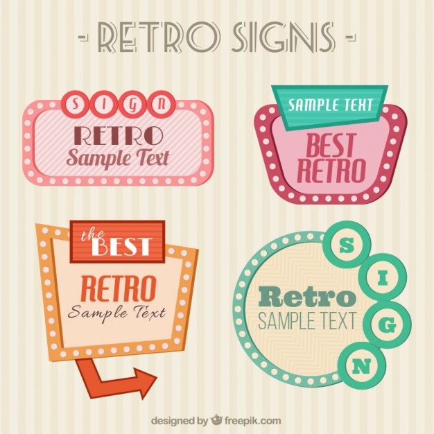 626x626 Retro Signs Pack Vector Premium Download