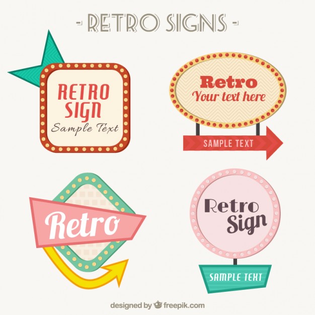 626x626 Signs Set In Vintage Style Vector Free Download