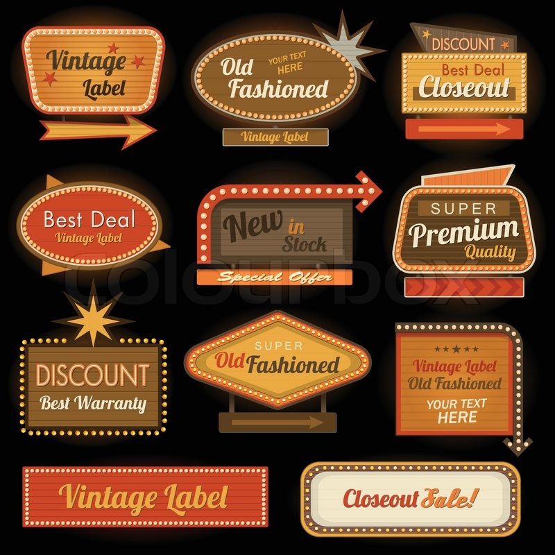 800x800 Vintage Retro Label Signs Stock Vector Colourbox