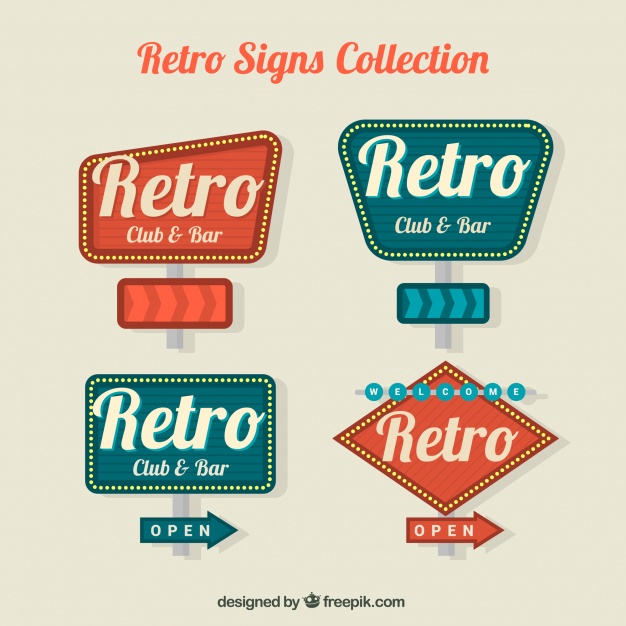 626x626 4 Vintage Signs Vector Free Download