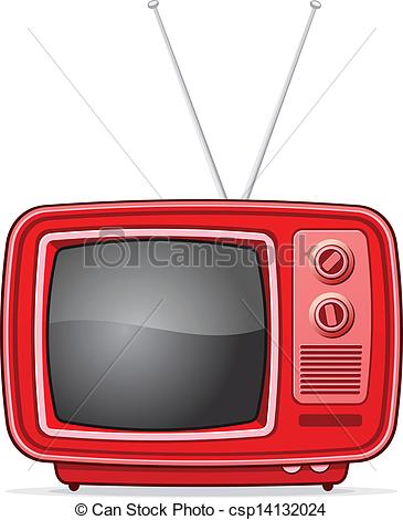 365x470 Retro Tv. Old Red Vector Tv In Retro Style.