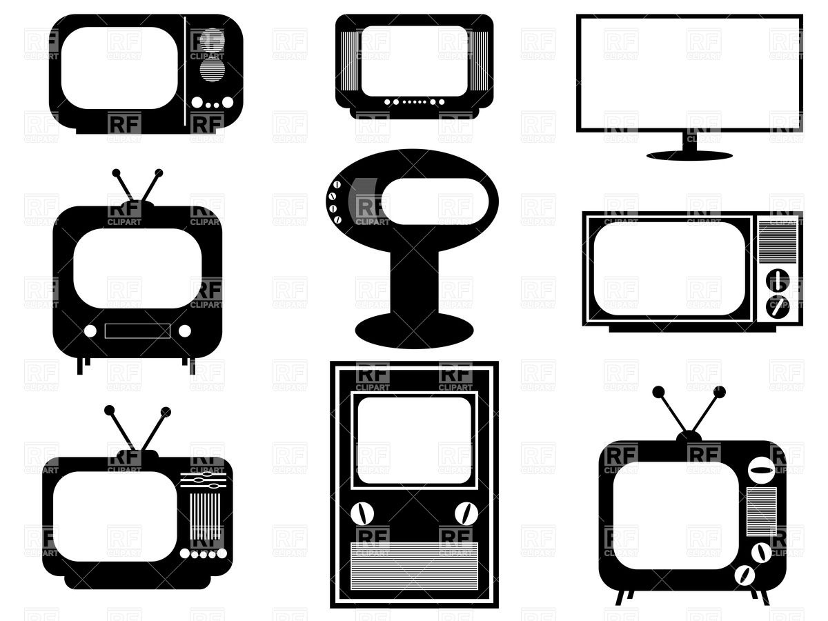 1200x900 Silhouettes Of Retro And Modern Tv Sets Vector Image Vector