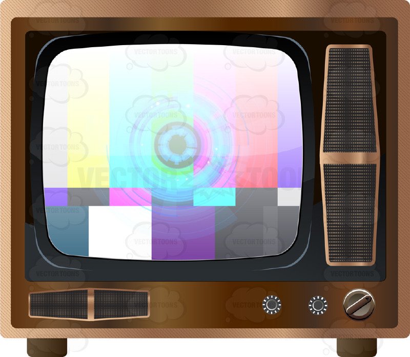 800x696 Wooded Vintage Color Tv Showing Tv Test Signal Clipart By Vector