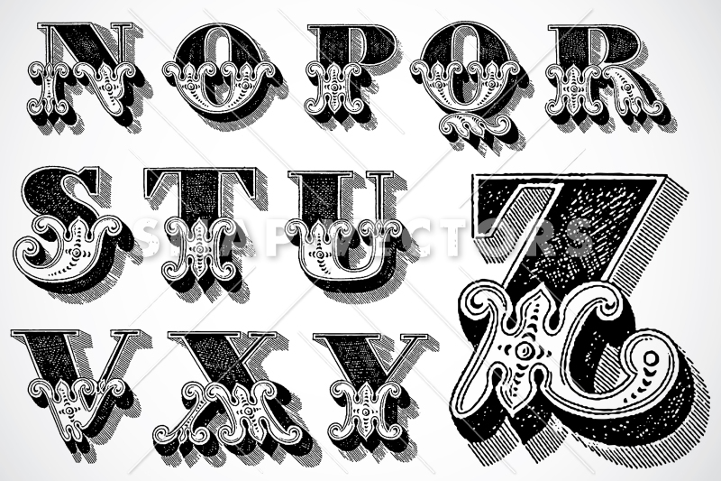 800x533 Vector Clipart Retro Font Set