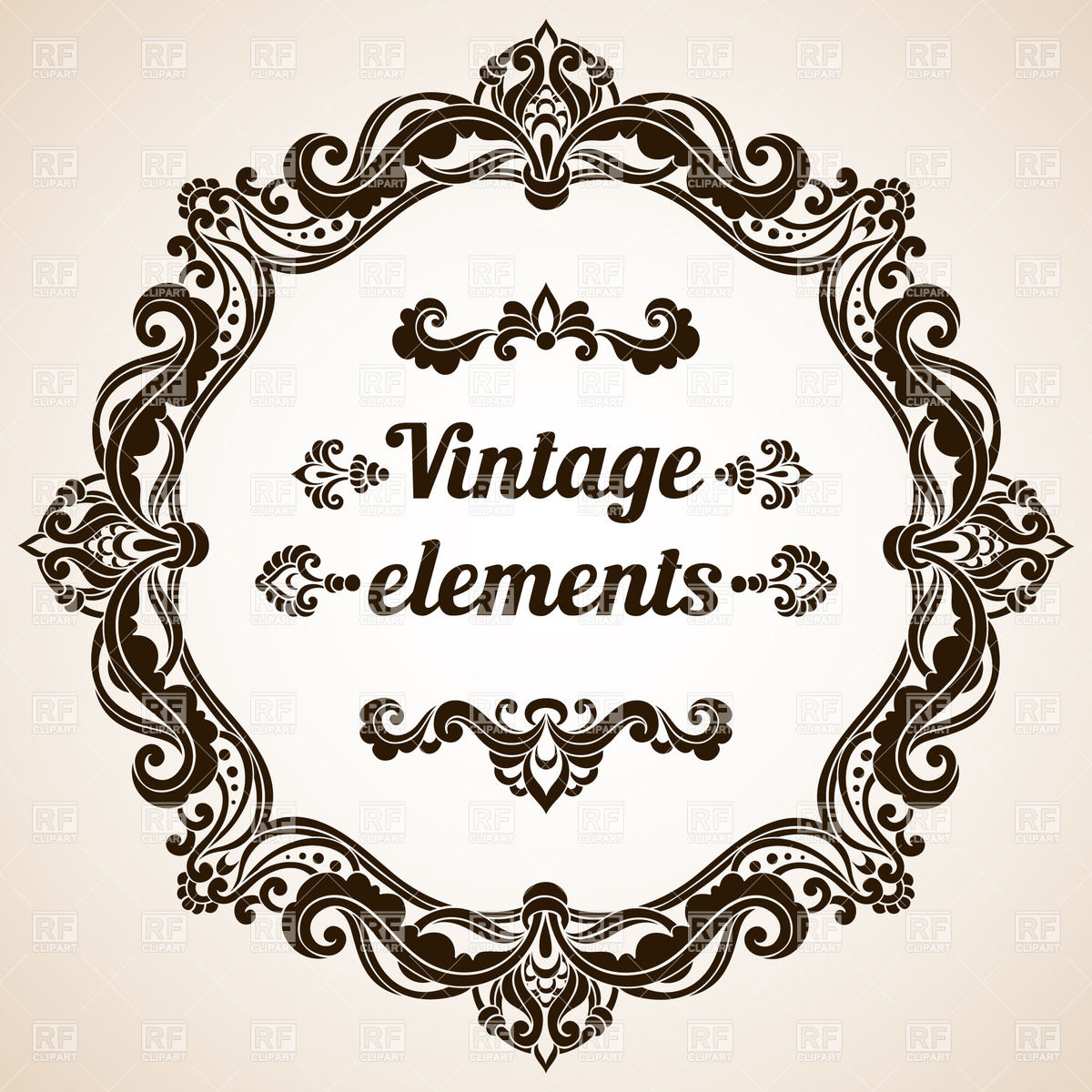 1200x1200 Round Retro Frame, Design Elements And Text Vector Image Vector
