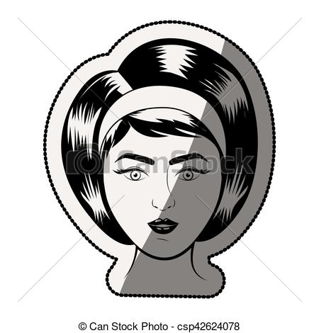 450x470 Isolated Retro Woman Cartoon Design. Retro Woman Cartoon