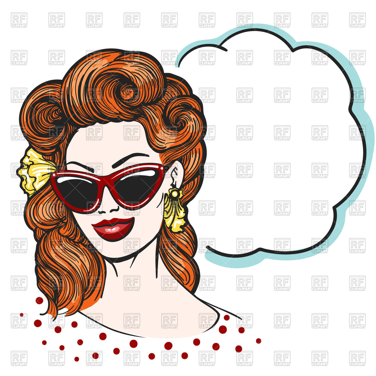 1200x1200 Pop Art Retro Woman Close Up With Speech Bubble Vector Image