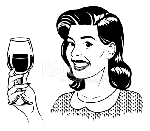 503x440 Retro Woman With Wine Stock Vector