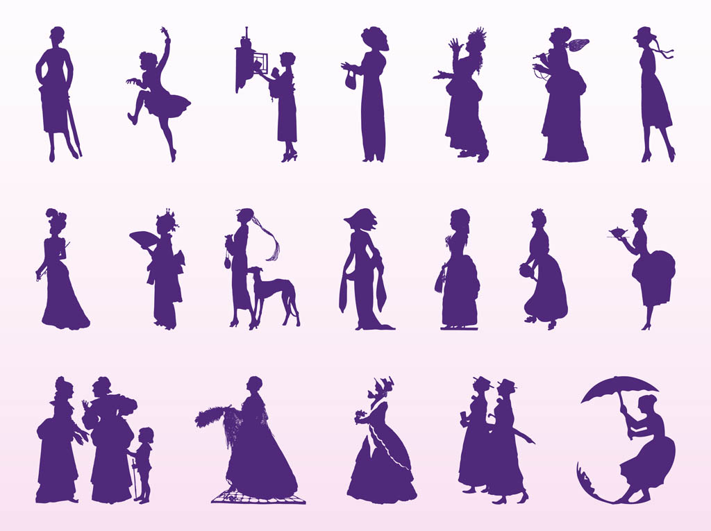 1024x765 Vintage Women Silhouettes Vector Art Amp Graphics