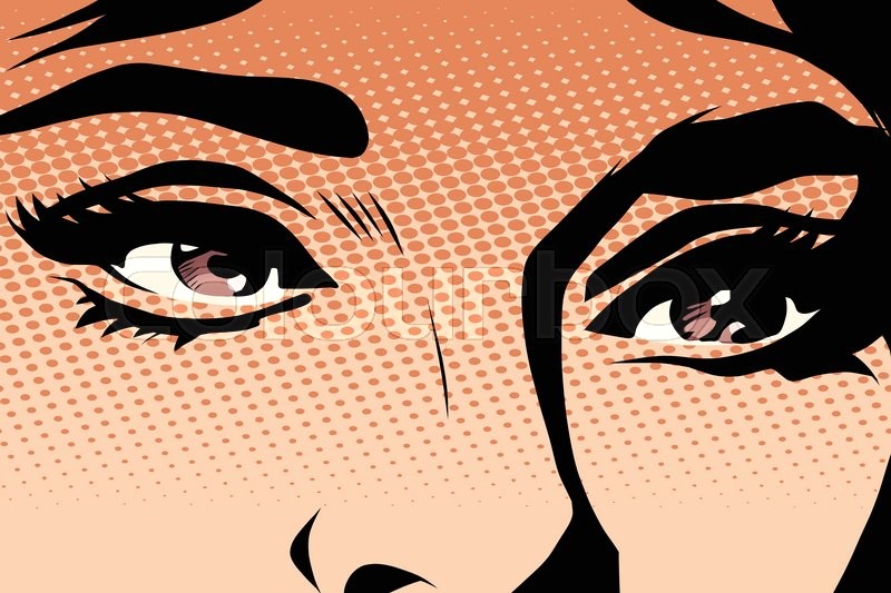800x533 Brown Eyes Retro Woman Pop Art Pop Art Retro Vector. Makeup And