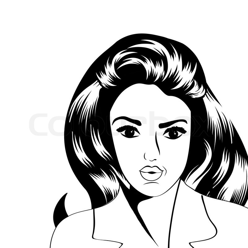 800x800 Cute Retro Woman In Comics Style, Vector Illustration Stock