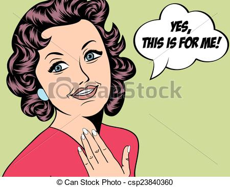 450x366 Cute Retro Woman In Comics Style With Message, Vector Illustration.