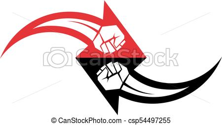 450x253 Muscular Clenched Fist Vector Emblem Created In Shape Of Arrow