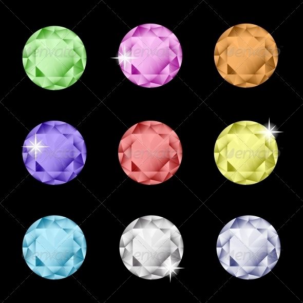 590x590 Collection Of Multicolored Rhinestones Web Element Vectors