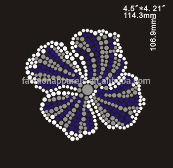 350x341 Custom Clear Grey Royal Blue Rhinestone Flower Vector Design Iron