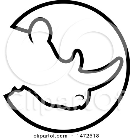 450x470 Hand Draw Rhino Head Vector Mascot. Clipart