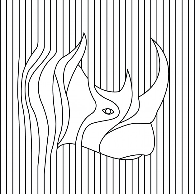 626x623 Line Drawing Of Rhino Head Vector Illustration Vector Premium