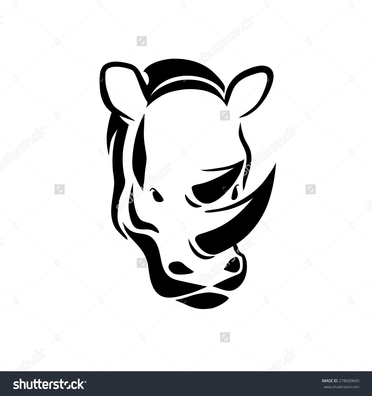 1500x1600 Rhinoceros Head Tattoo Stock Vector 278600660 Shutterstock