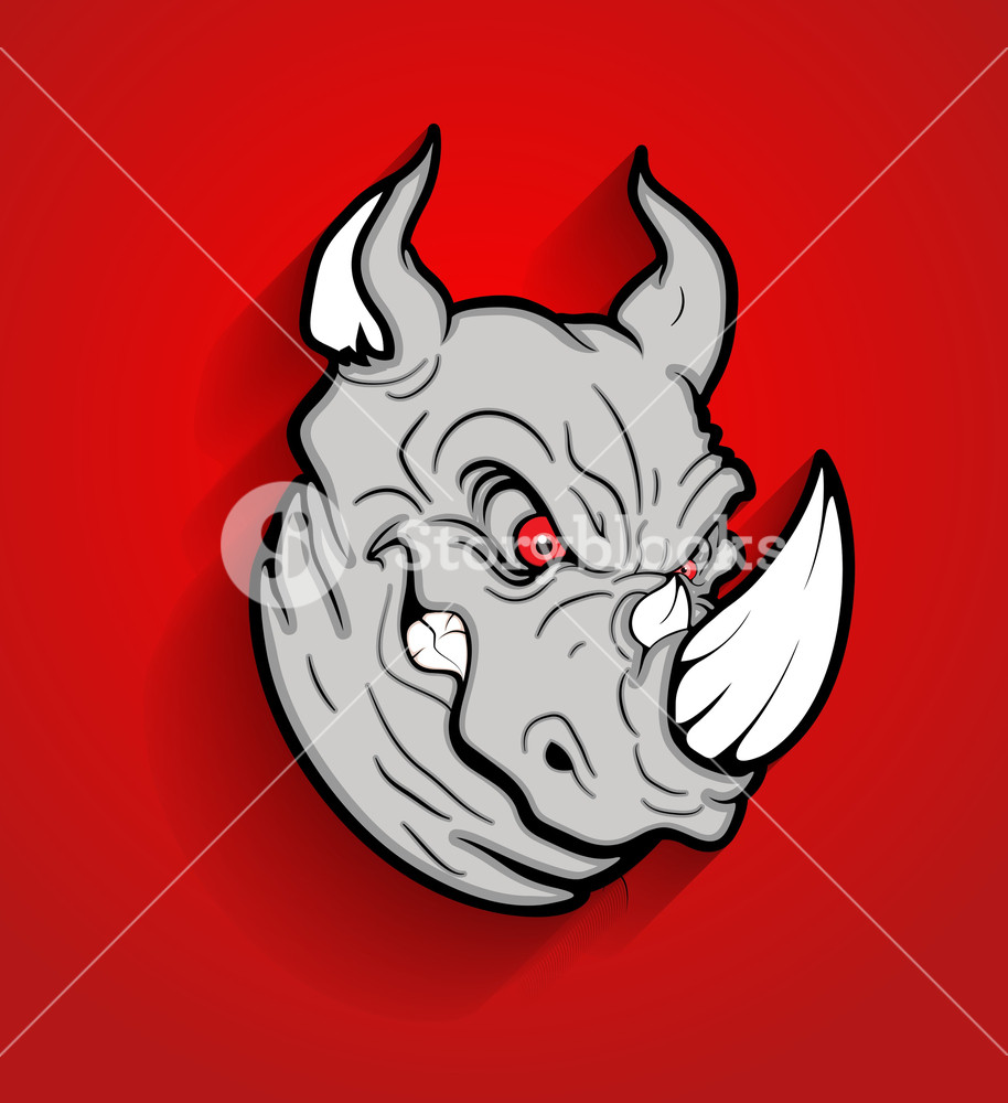 914x1000 Angry Rhino Head Mascot Vector Royalty Free Stock Image