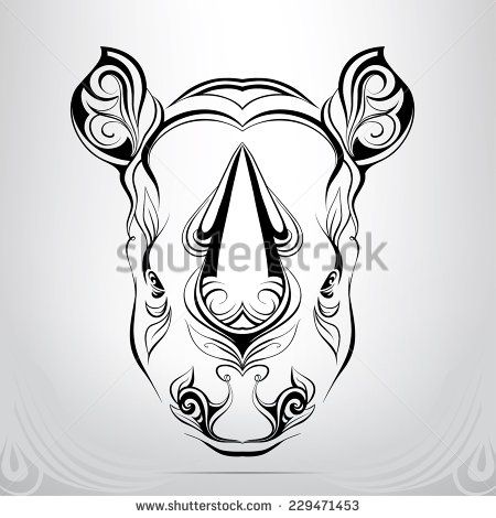 450x470 Charging Rhino Clipart Rhino Outline Drawing