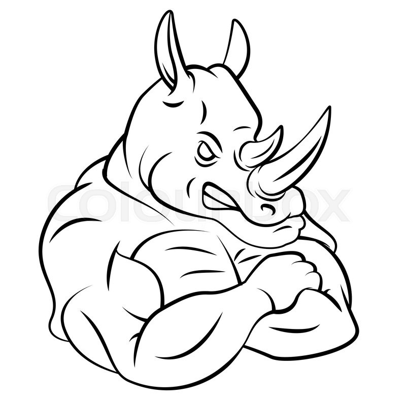 800x799 Rhino Strong Mascot Stock Vector Colourbox