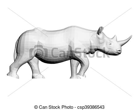450x357 Rhino. Vector Illustration Of A Rhinocero. 3d.