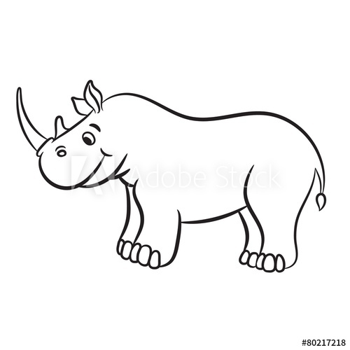 500x500 Outlined Rhino Vector Illustration. Isolated On White.