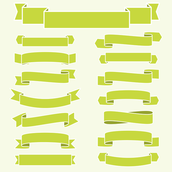 600x600 Green Ribbon Banners Vectors 02 Free Download
