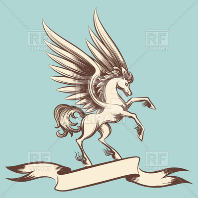 400x400 Hand Drawn Vintage Pegasus And Ribbon Banner Vector Image Vector