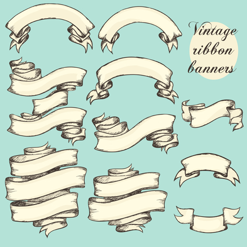 500x500 Vector Vintage Ribbon Banners Design 02 Free Download
