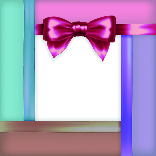 500x500 Ornate Christmas Cards With Ribbon Bow Vector Set 03