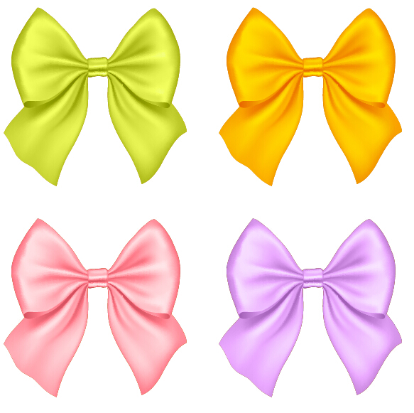 583x581 Beautiful Colored Bow Vectors Set 01 Free Download